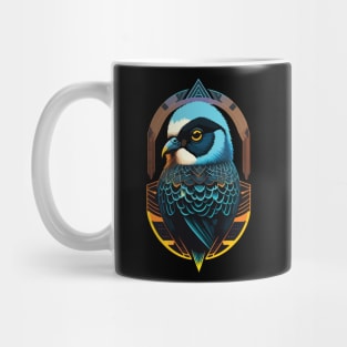 blue bird on a slightly yellow background Mug
